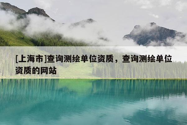 [上海市]查询测绘单位资质，查询测绘单位资质的网站